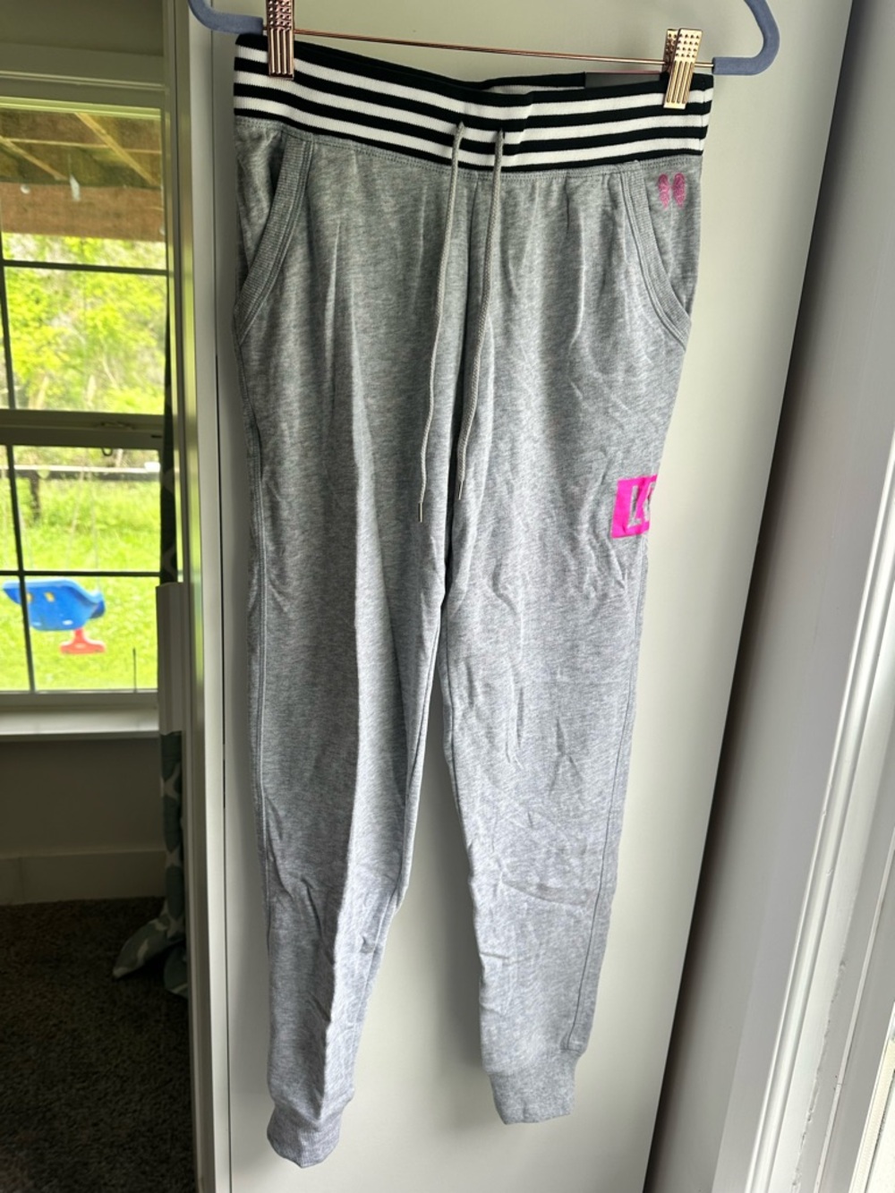 Victoria's Secret Grey Joggers with Pink Logo Accent